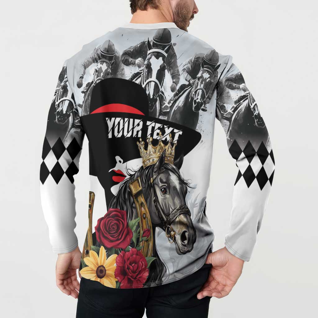 Personalized Horse Racing Button Sweatshirt Derby Lady Triple Flowers