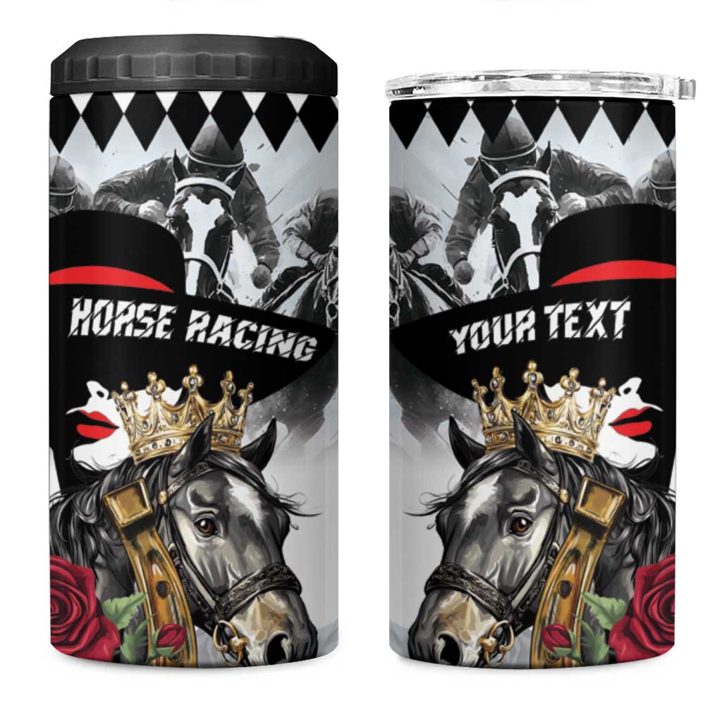 Personalized Horse Racing 4 in 1 Can Cooler Tumbler Derby Lady Triple Flowers