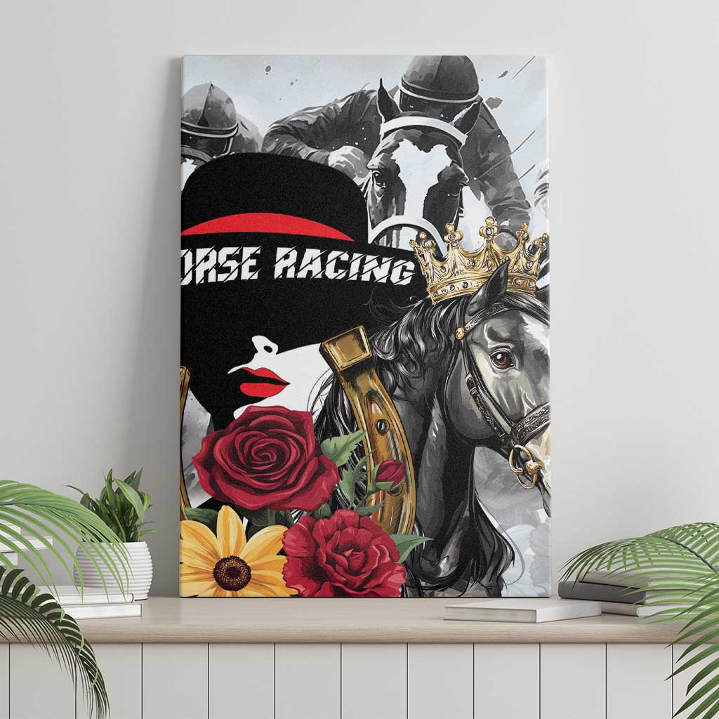 Horse Racing Canvas Wall Art Derby Lady Triple Flowers