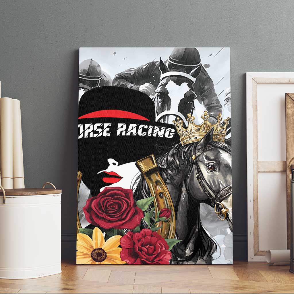 Horse Racing Canvas Wall Art Derby Lady Triple Flowers