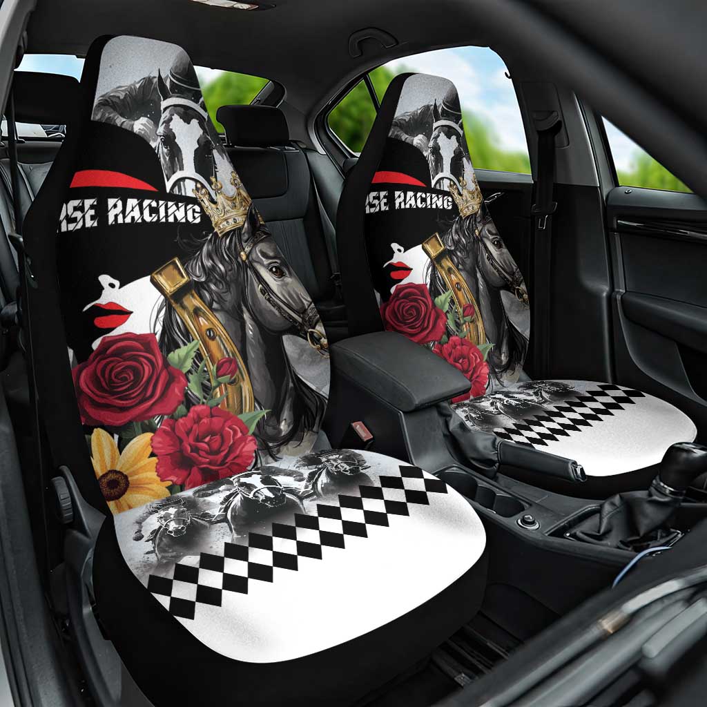 Horse Racing Car Seat Cover Derby Lady Triple Flowers