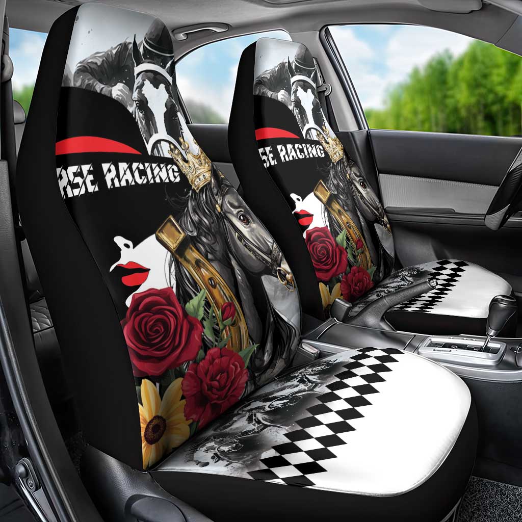 Horse Racing Car Seat Cover Derby Lady Triple Flowers