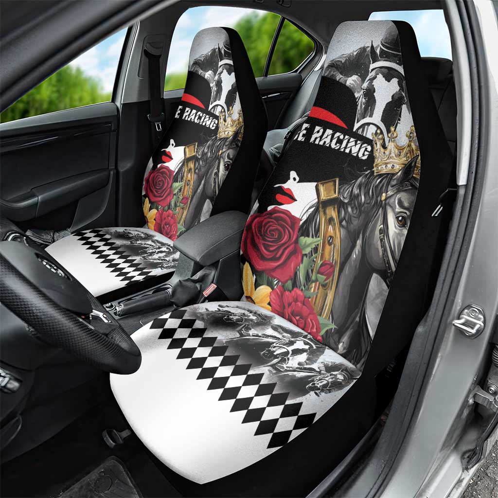Horse Racing Car Seat Cover Derby Lady Triple Flowers