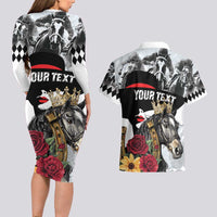 Personalized Horse Racing Couples Matching Long Sleeve Bodycon Dress and Hawaiian Shirt Derby Lady Triple Flowers