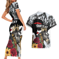 Personalized Horse Racing Couples Matching Short Sleeve Bodycon Dress and Hawaiian Shirt Derby Lady Triple Flowers