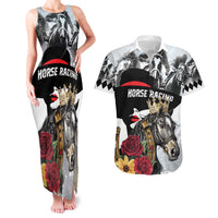 Personalized Horse Racing Couples Matching Tank Maxi Dress and Hawaiian Shirt Derby Lady Triple Flowers