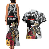 Personalized Horse Racing Couples Matching Tank Maxi Dress and Hawaiian Shirt Derby Lady Triple Flowers