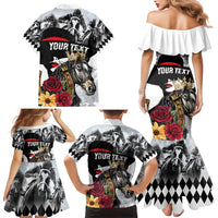 Personalized Horse Racing Family Matching Mermaid Dress and Hawaiian Shirt Derby Lady Triple Flowers