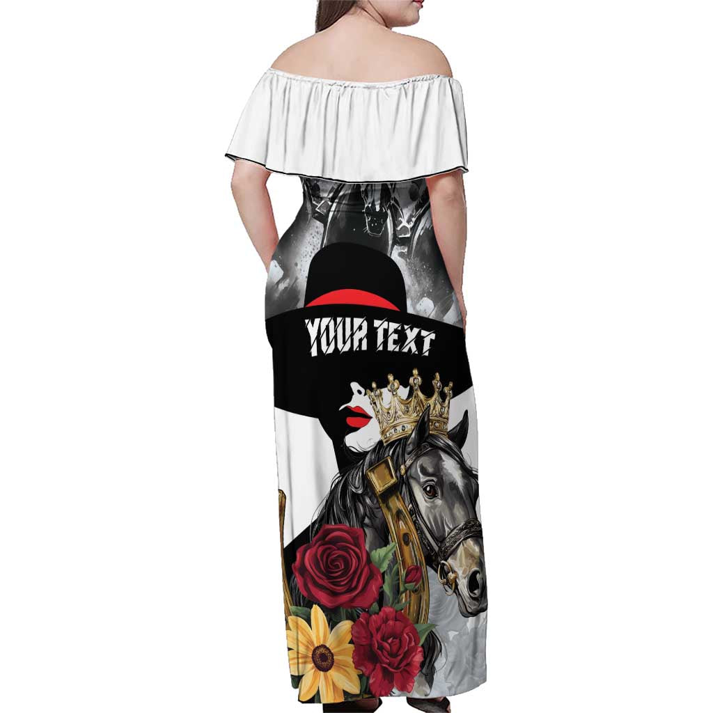 Personalized Horse Racing Family Matching Off Shoulder Maxi Dress and Hawaiian Shirt Derby Lady Triple Flowers