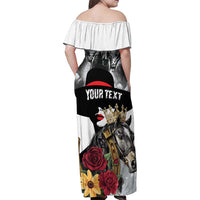 Personalized Horse Racing Family Matching Off Shoulder Maxi Dress and Hawaiian Shirt Derby Lady Triple Flowers