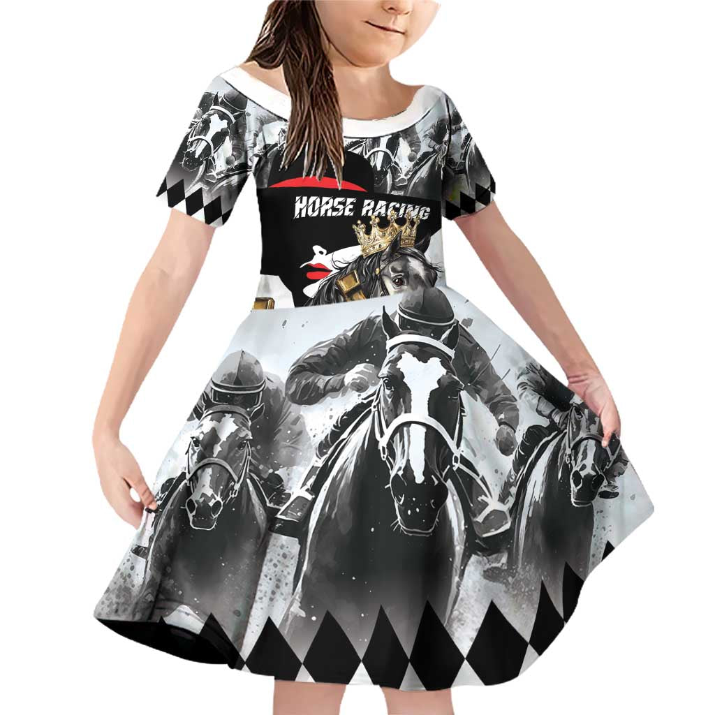 Personalized Horse Racing Family Matching Off Shoulder Short Dress and Hawaiian Shirt Derby Lady Triple Flowers