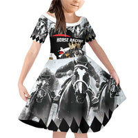 Personalized Horse Racing Family Matching Off Shoulder Short Dress and Hawaiian Shirt Derby Lady Triple Flowers