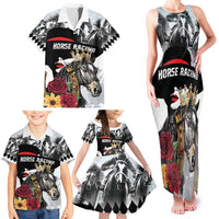 Personalized Horse Racing Family Matching Tank Maxi Dress and Hawaiian Shirt Derby Lady Triple Flowers