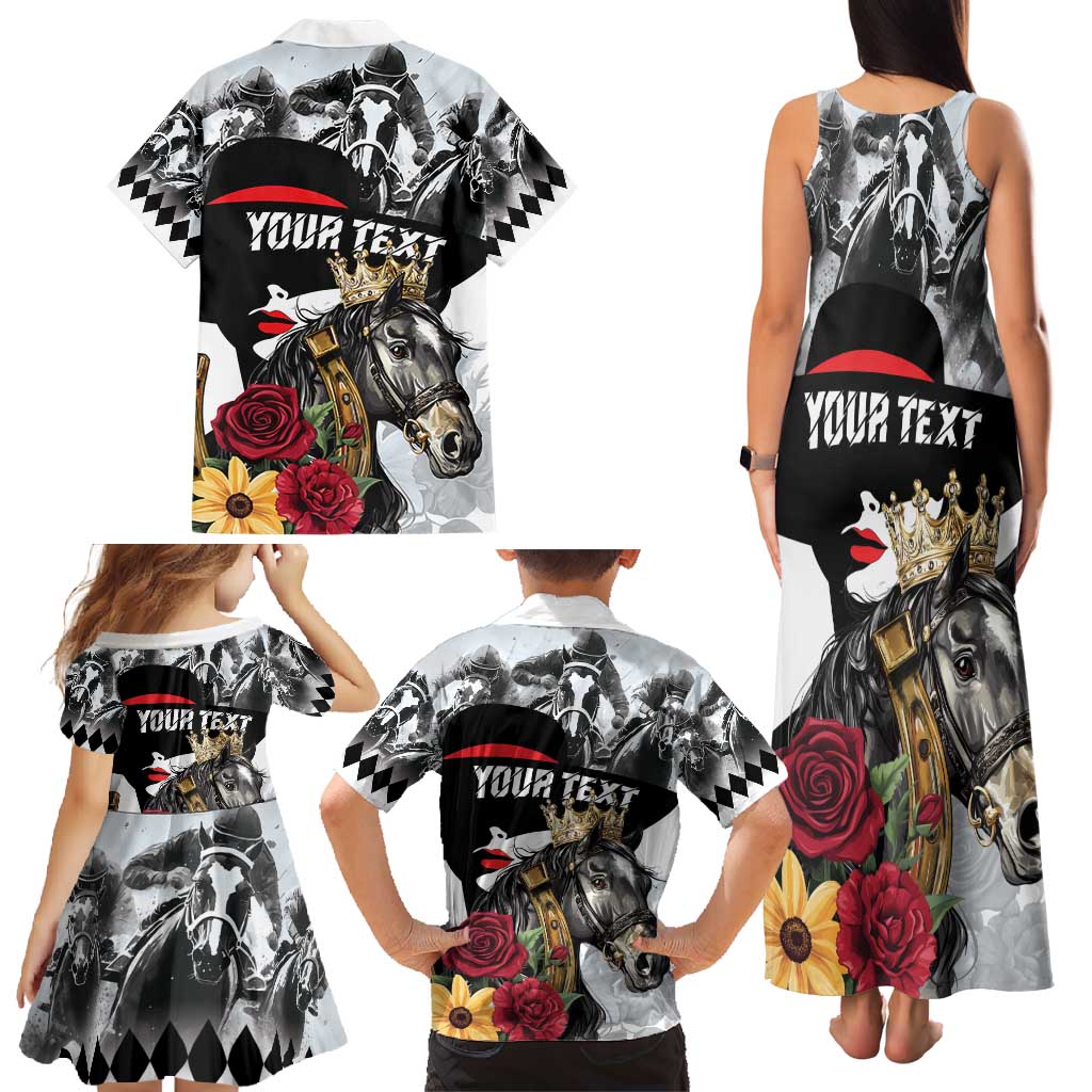 Personalized Horse Racing Family Matching Tank Maxi Dress and Hawaiian Shirt Derby Lady Triple Flowers