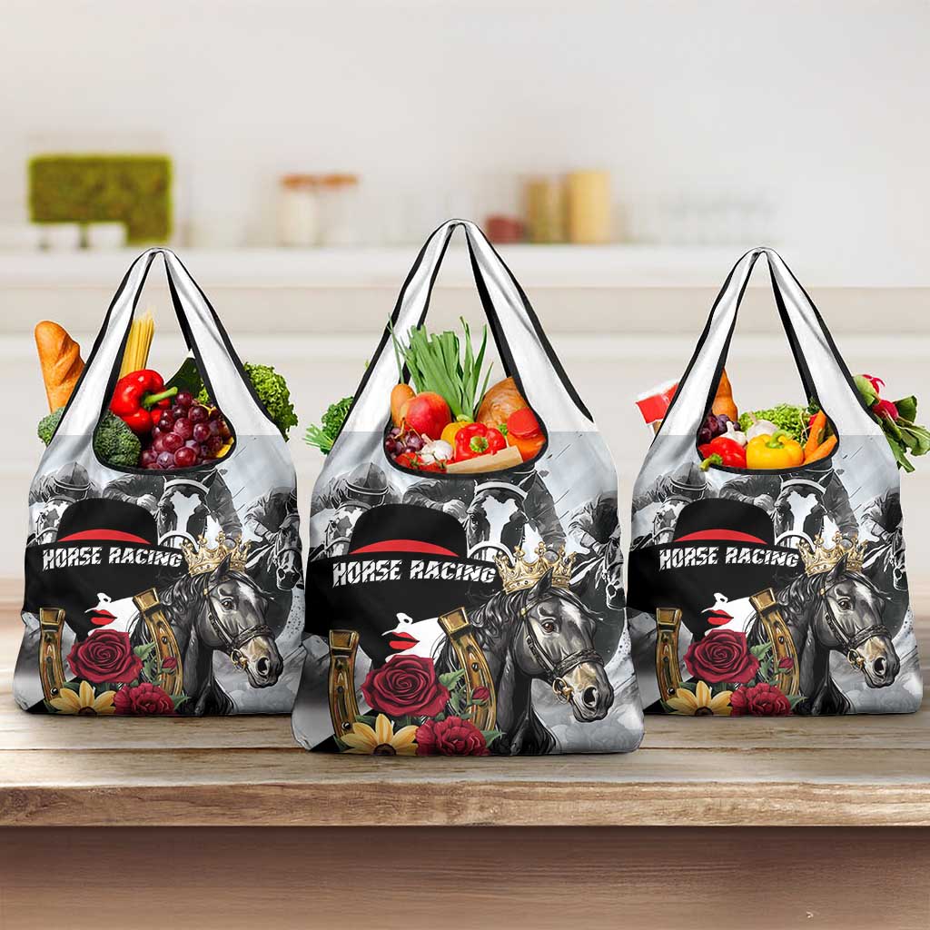 Horse Racing Grocery Bag Derby Lady Triple Flowers