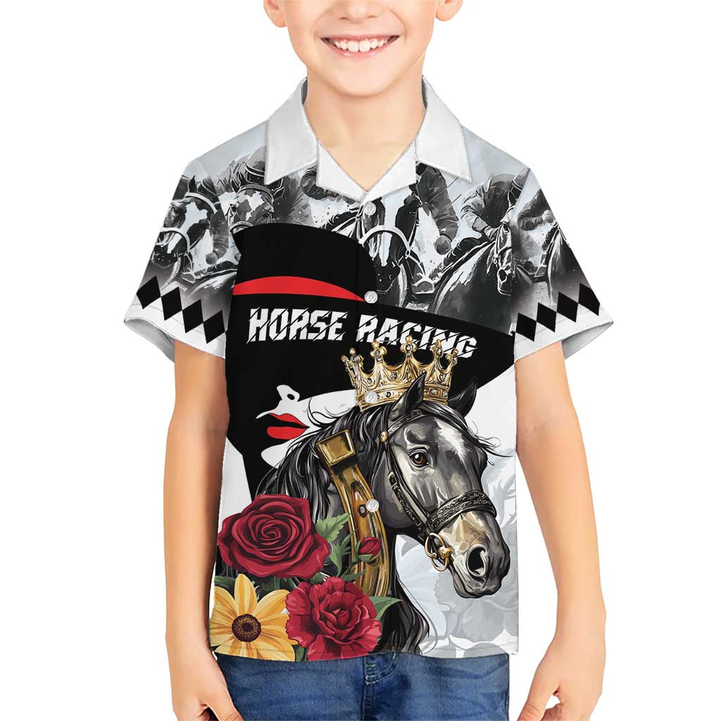 Personalized Horse Racing Kid Hawaiian Shirt Derby Lady Triple Flowers