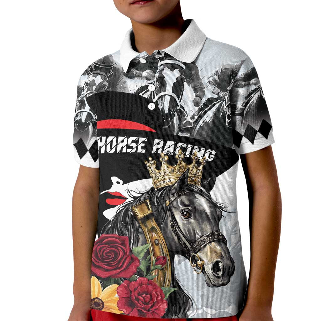 Personalized Horse Racing Kid Polo Shirt Derby Lady Triple Flowers