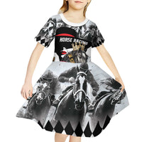 Personalized Horse Racing Kid Short Sleeve Dress Derby Lady Triple Flowers