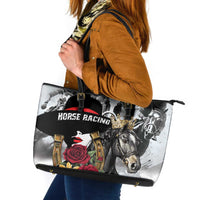 Horse Racing Leather Tote Bag Derby Lady Triple Flowers