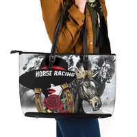 Horse Racing Leather Tote Bag Derby Lady Triple Flowers