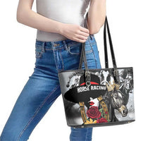 Horse Racing Leather Tote Bag Derby Lady Triple Flowers