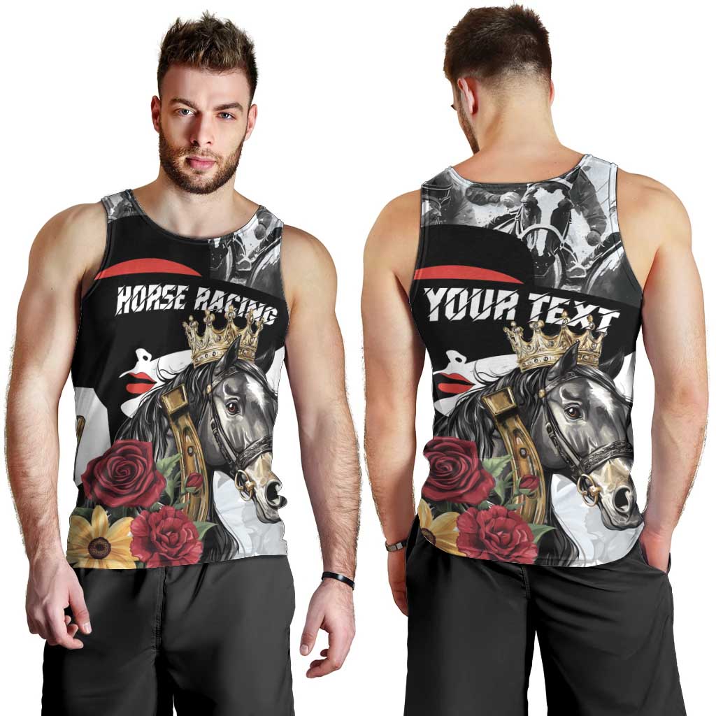 Personalized Horse Racing Men Tank Top Derby Lady Triple Flowers