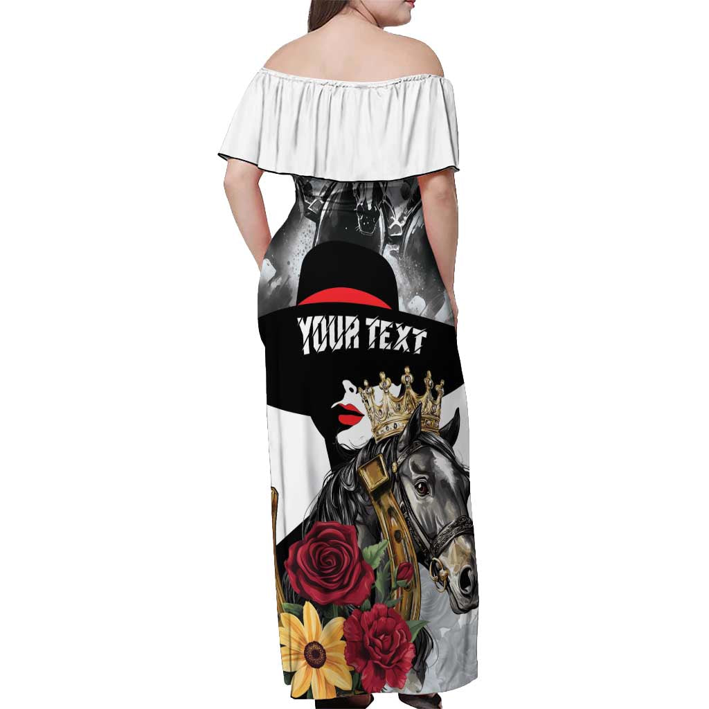 Personalized Horse Racing Off Shoulder Maxi Dress Derby Lady Triple Flowers