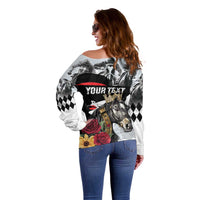 Personalized Horse Racing Off Shoulder Sweater Derby Lady Triple Flowers