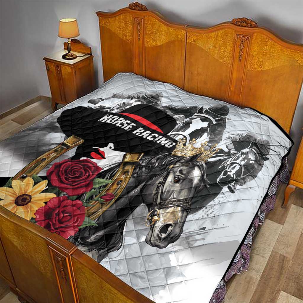 Horse Racing Quilt Derby Lady Triple Flowers