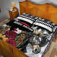 Horse Racing Quilt Bed Set Derby Lady Triple Flowers