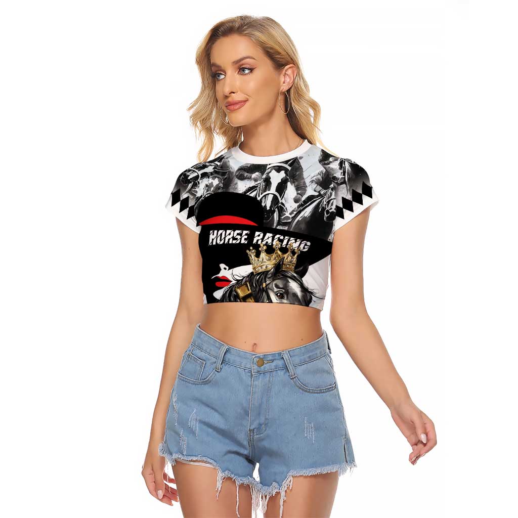 Personalized Horse Racing Raglan Cropped T Shirt Derby Lady Triple Flowers