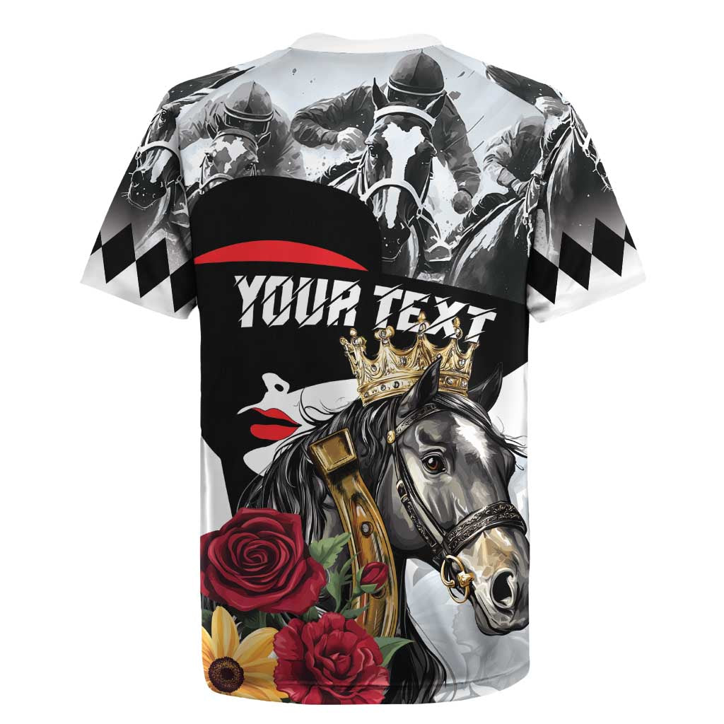 Personalized Horse Racing Rugby Jersey Derby Lady Triple Flowers