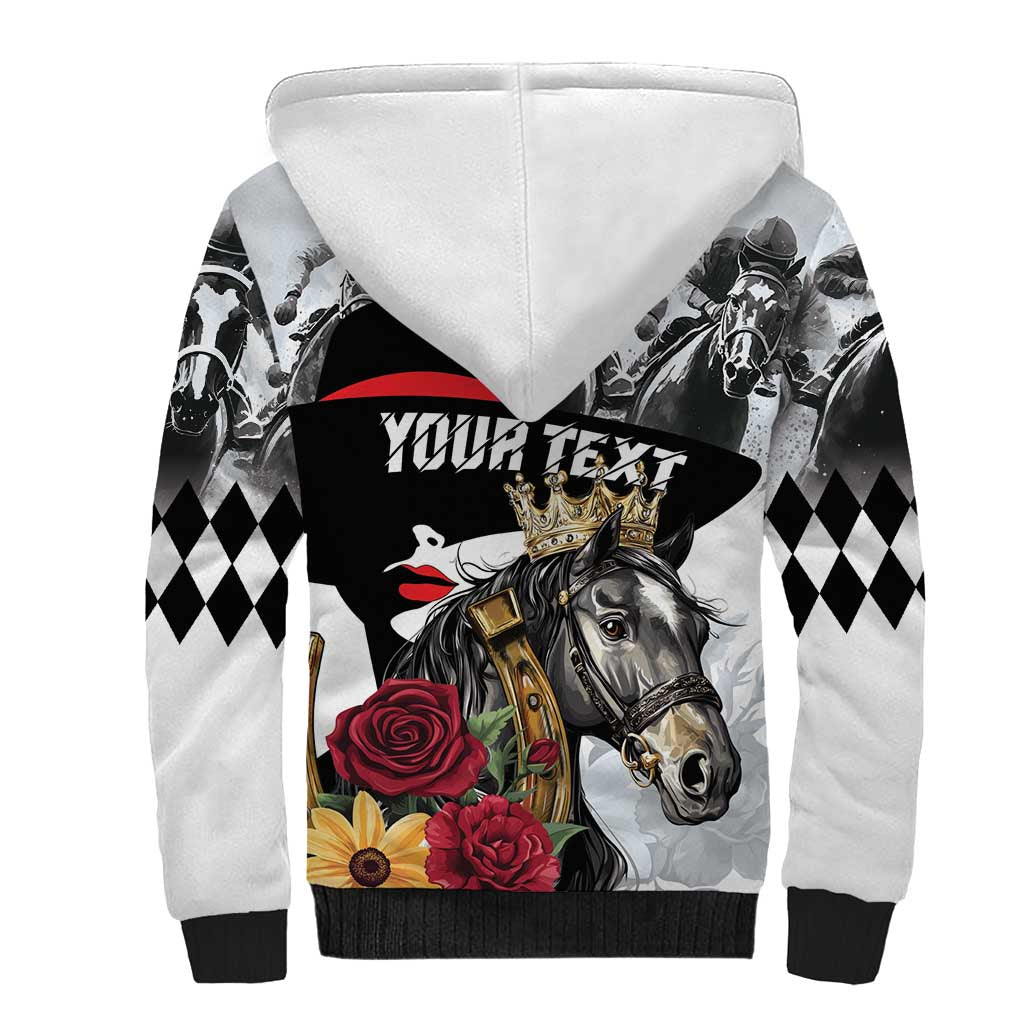 Personalized Horse Racing Sherpa Hoodie Derby Lady Triple Flowers