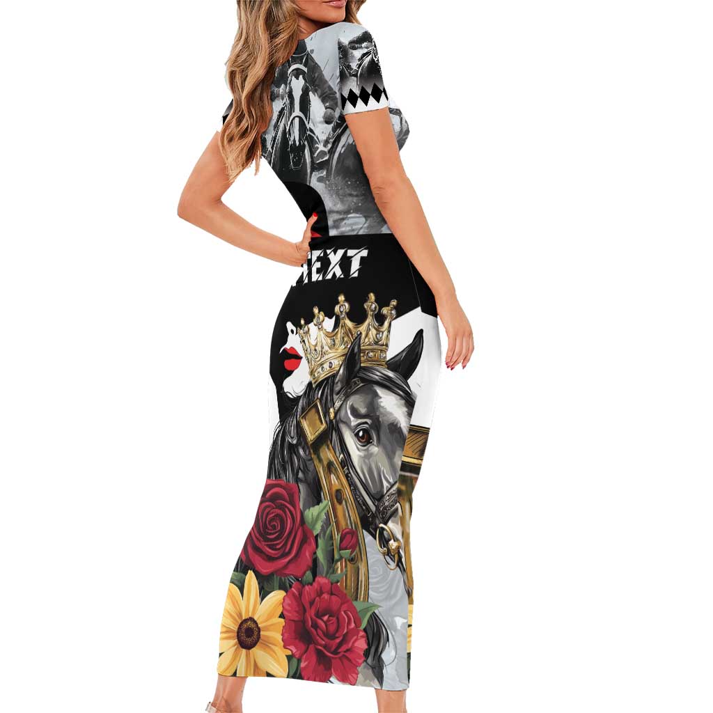 Personalized Horse Racing Short Sleeve Bodycon Dress Derby Lady Triple Flowers