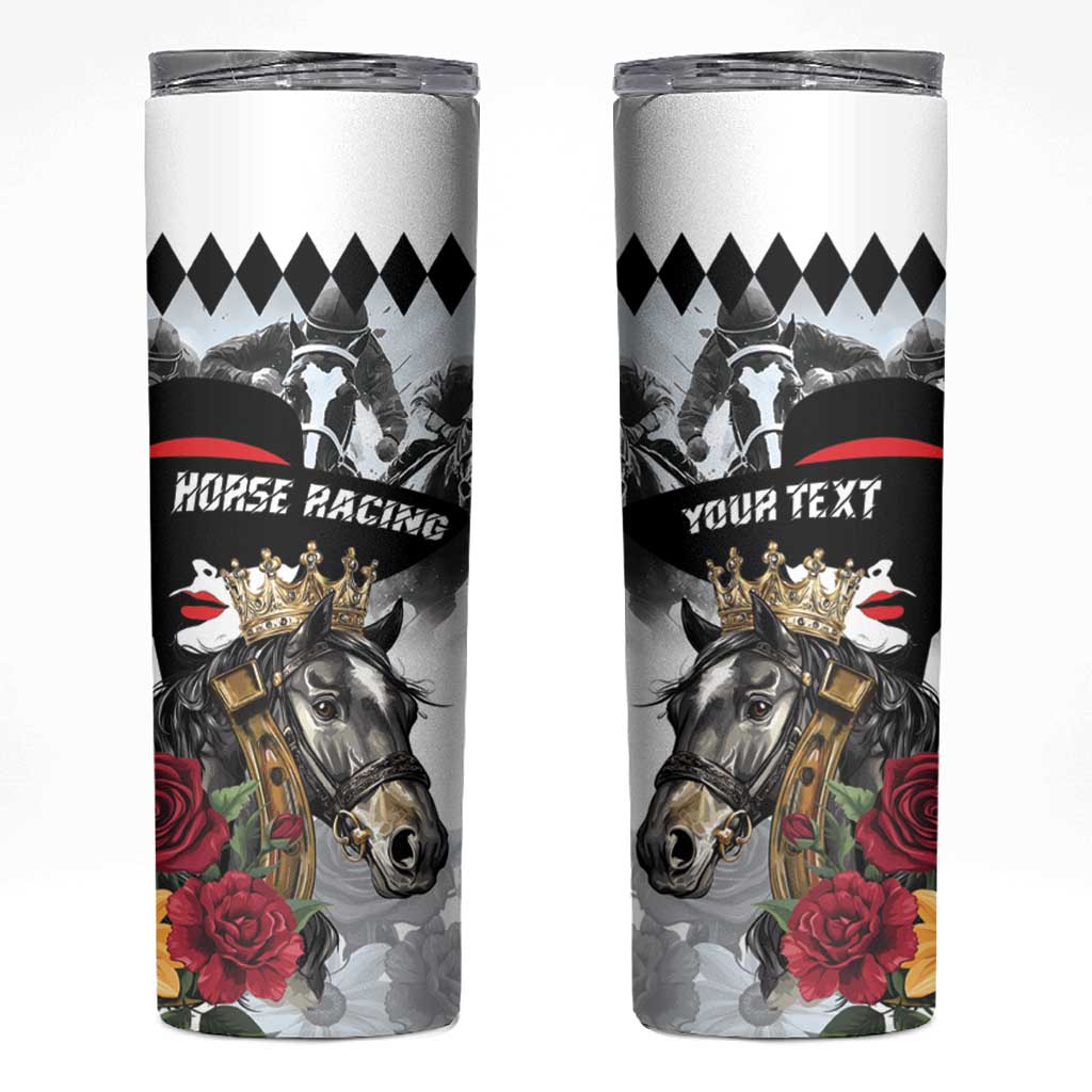 Personalized Horse Racing Skinny Tumbler Derby Lady Triple Flowers