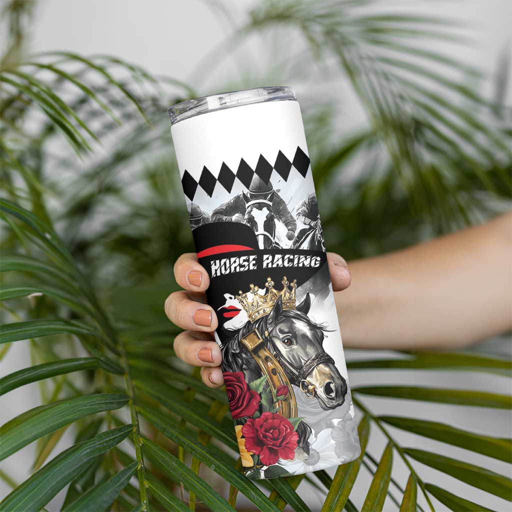 Personalized Horse Racing Skinny Tumbler Derby Lady Triple Flowers