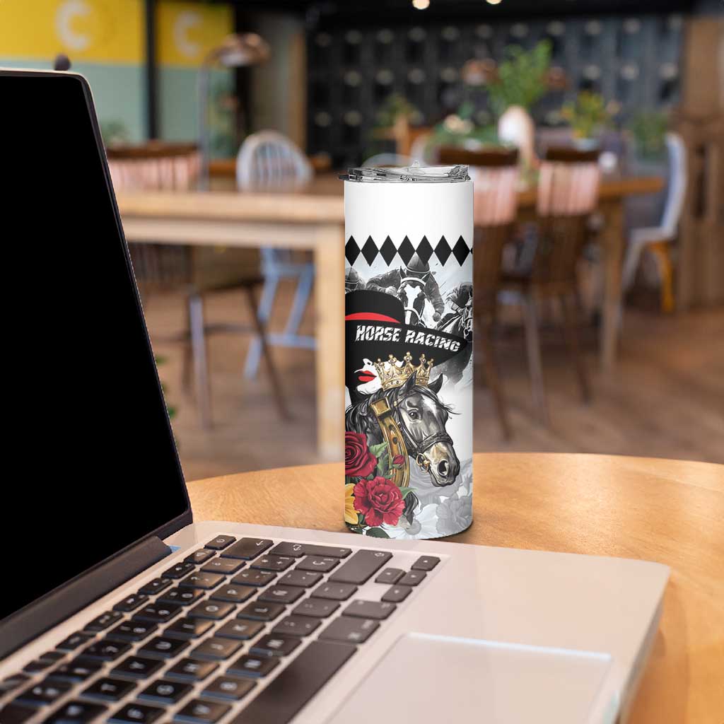 Personalized Horse Racing Skinny Tumbler Derby Lady Triple Flowers