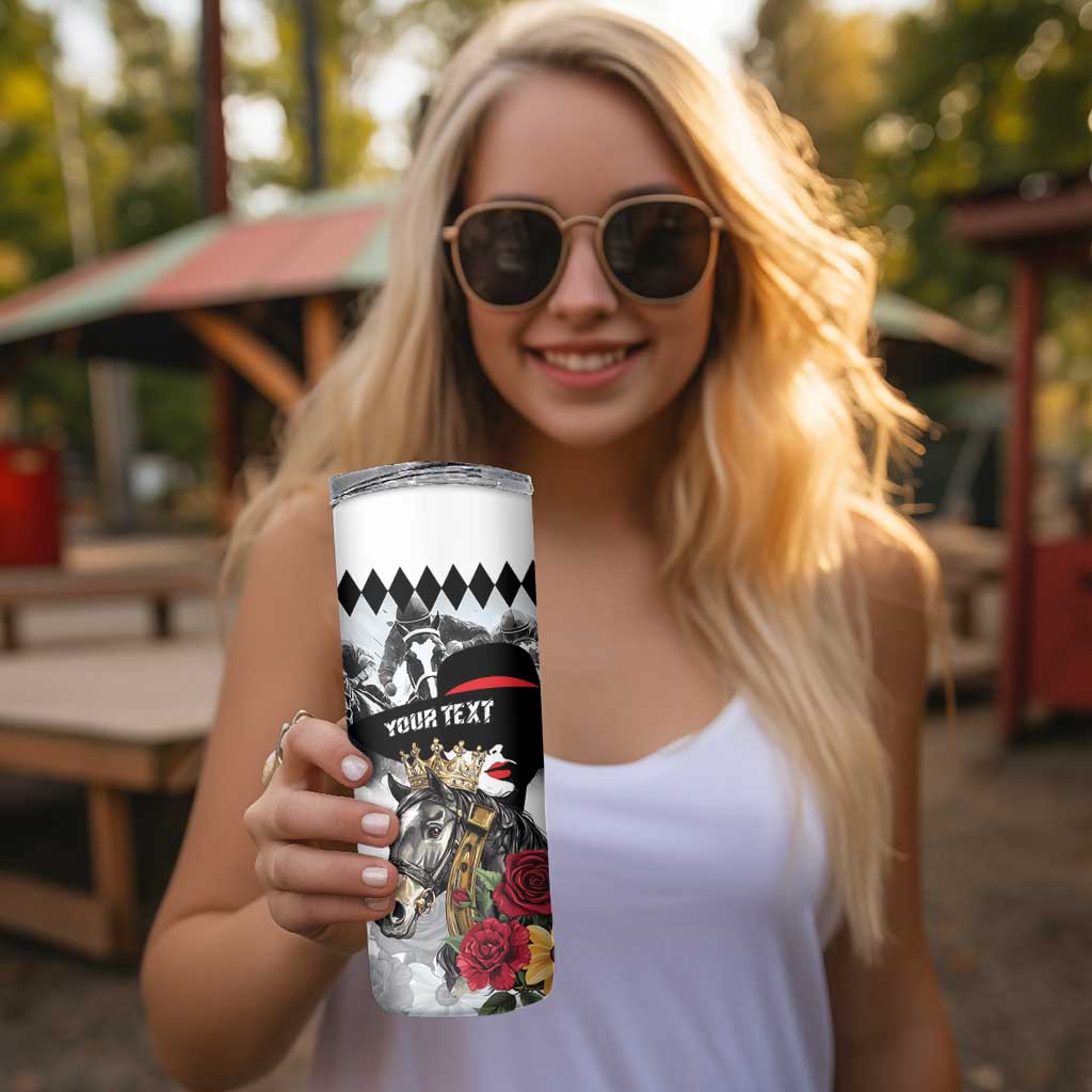 Personalized Horse Racing Skinny Tumbler Derby Lady Triple Flowers