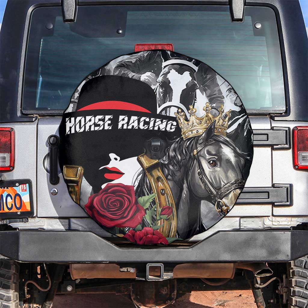 Horse Racing Spare Tire Cover Derby Lady Triple Flowers