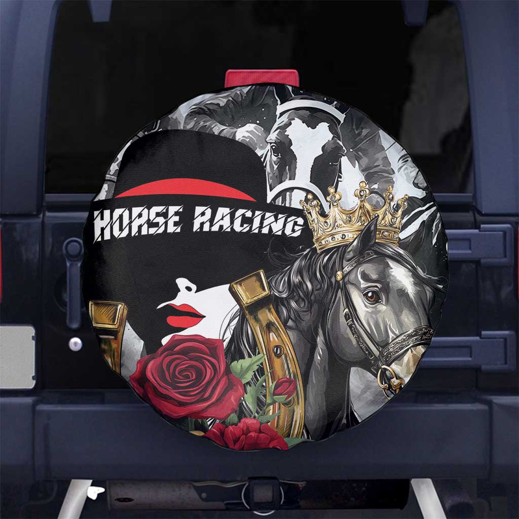 Horse Racing Spare Tire Cover Derby Lady Triple Flowers