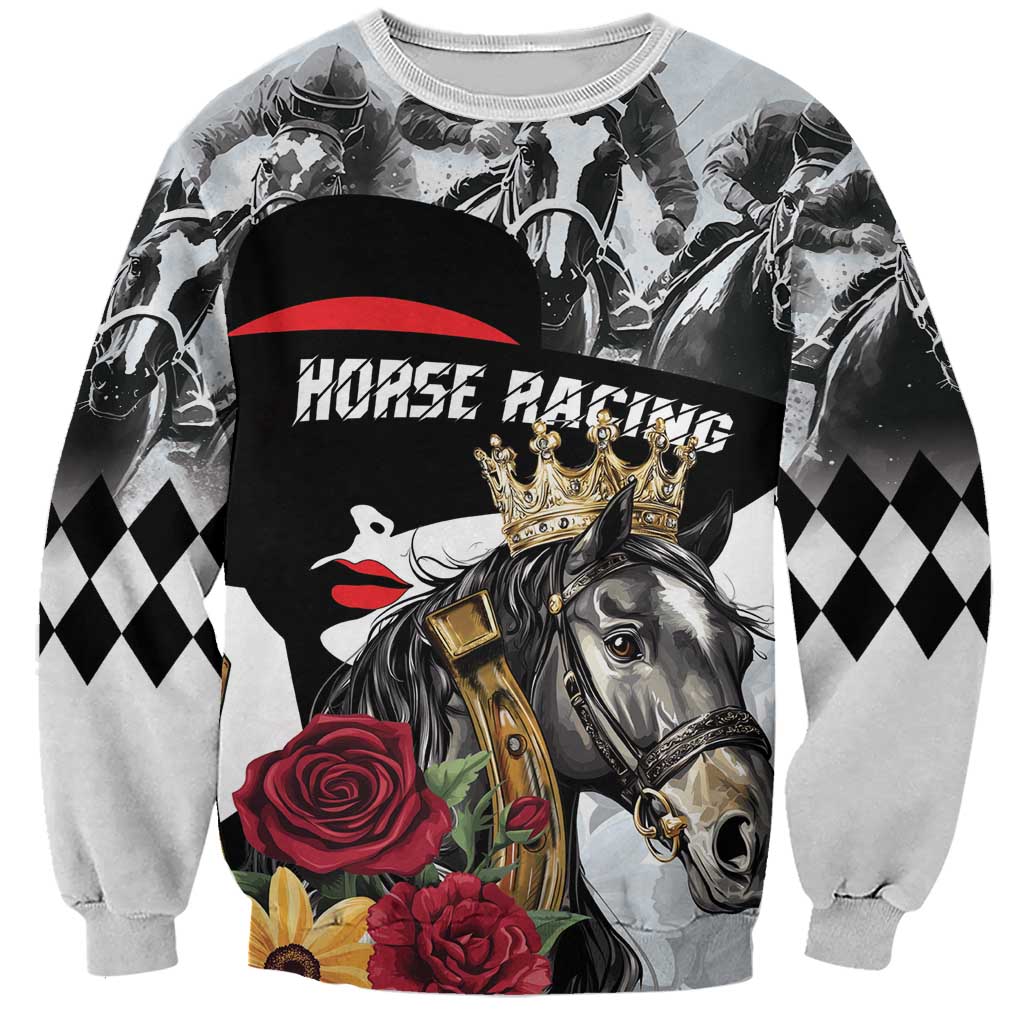 Personalized Horse Racing Sweatshirt Derby Lady Triple Flowers
