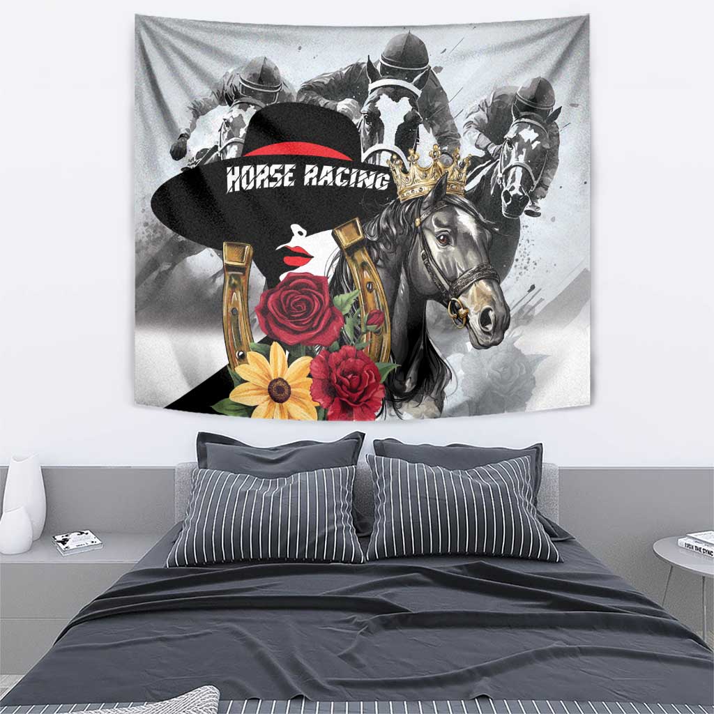 Horse Racing Tapestry Derby Lady Triple Flowers