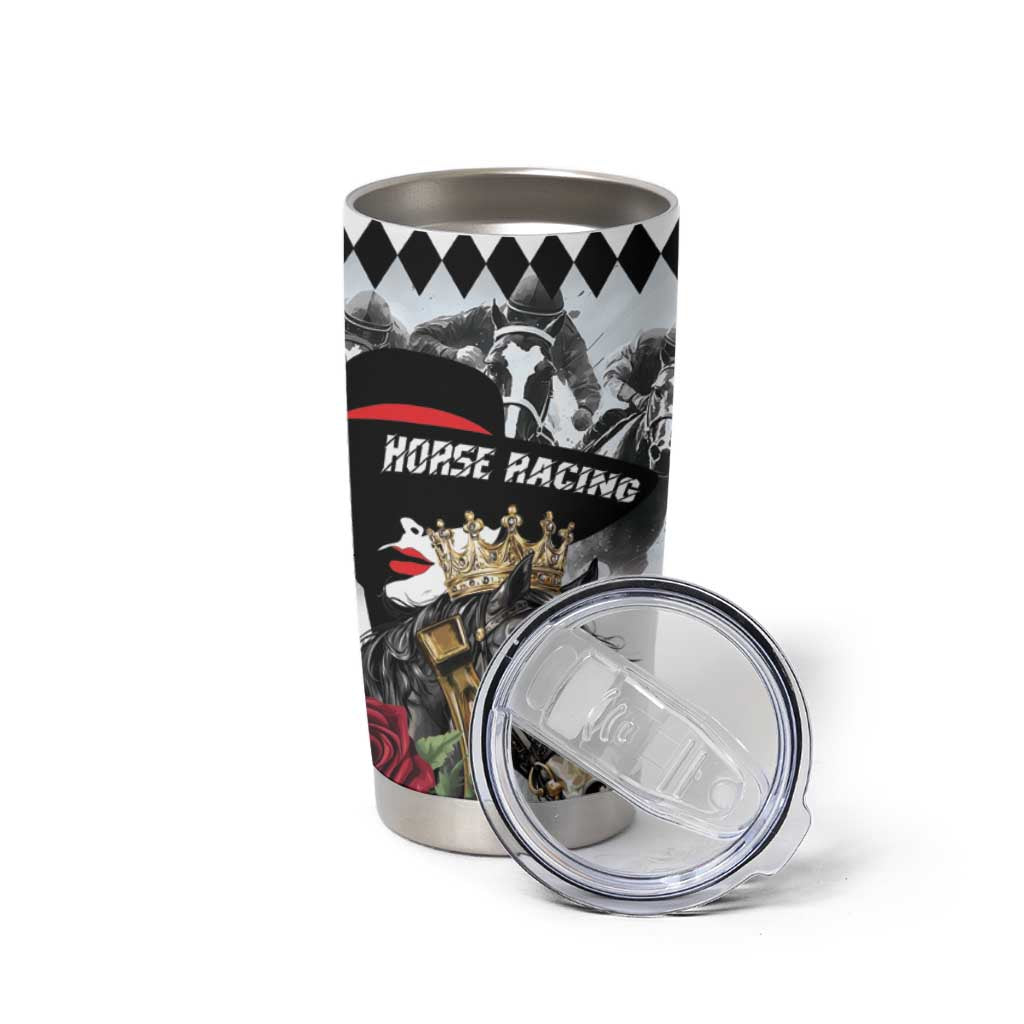 Personalized Horse Racing Tumbler Cup Derby Lady Triple Flowers