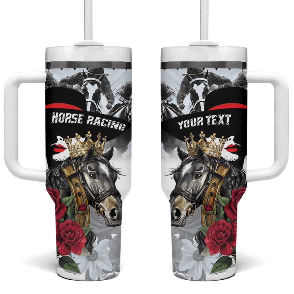 Personalized Horse Racing Tumbler With Handle Derby Lady Triple Flowers