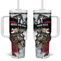 Personalized Horse Racing Tumbler With Handle Derby Lady Triple Flowers