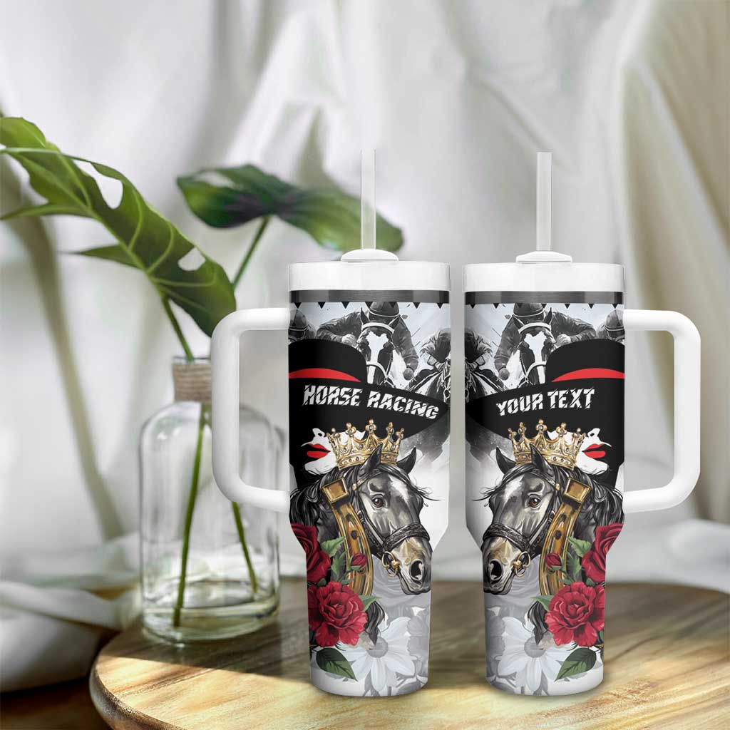 Personalized Horse Racing Tumbler With Handle Derby Lady Triple Flowers