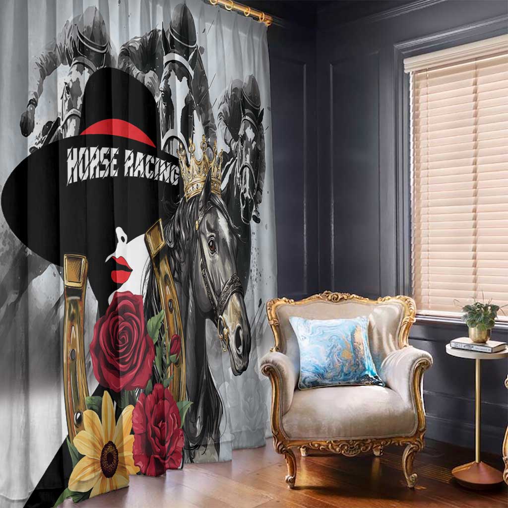 Horse Racing Window Curtain Derby Lady Triple Flowers