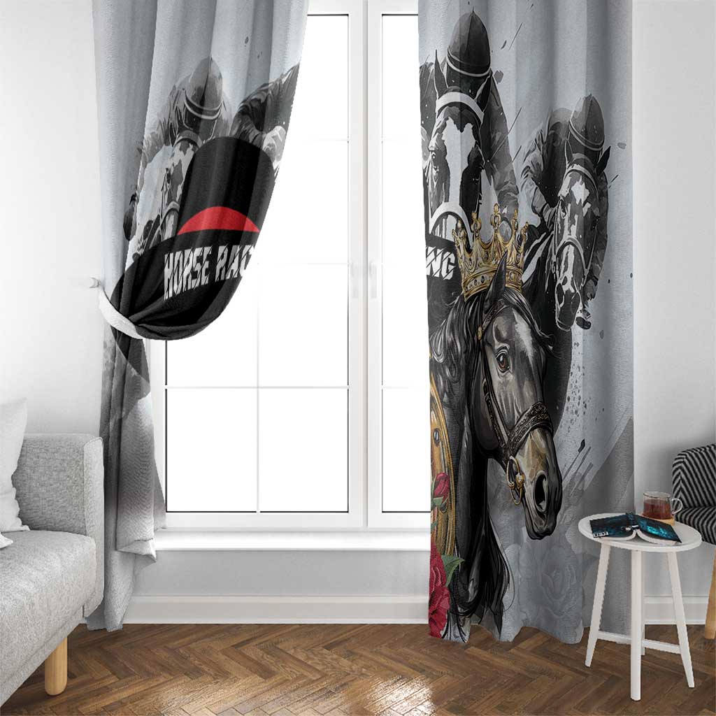 Horse Racing Window Curtain Derby Lady Triple Flowers