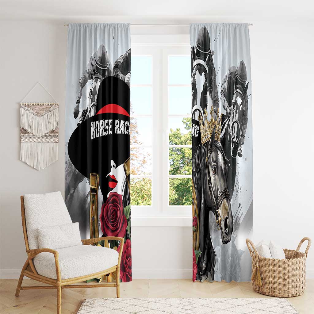 Horse Racing Window Curtain Derby Lady Triple Flowers