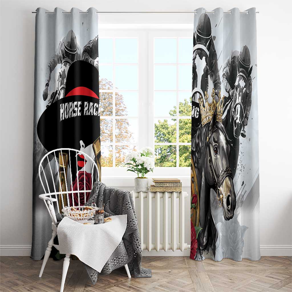 Horse Racing Window Curtain Derby Lady Triple Flowers